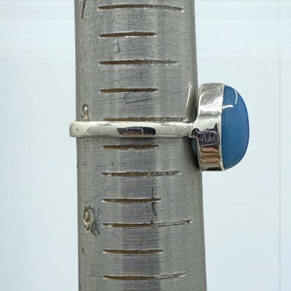 Natural Pear Cut Blue Chalcedony Ring Solid 925 Sterling Silver US Size 8 - Picture 6 of 6